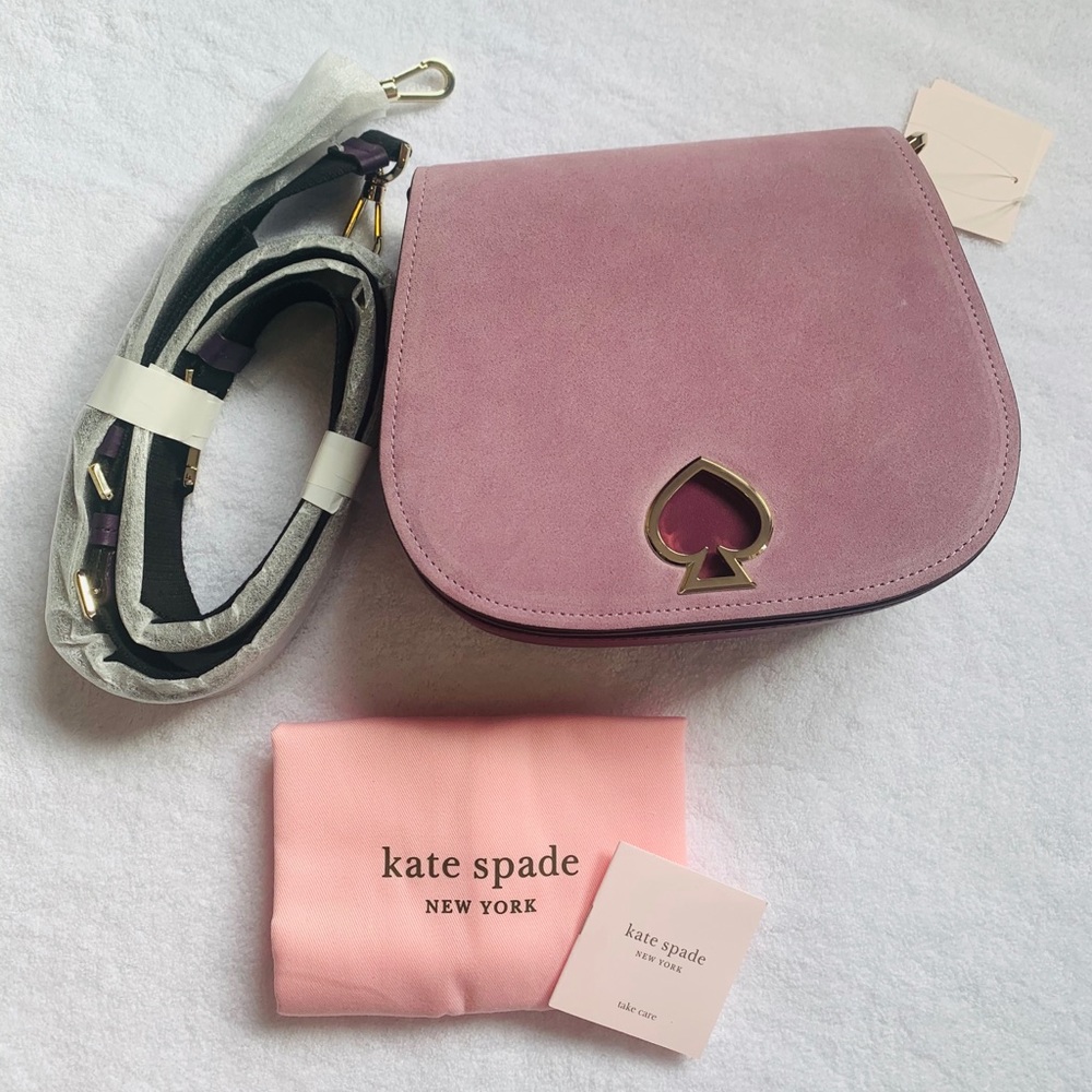 NWT. 3rd price drop! AUTH Kate ♠️ suede saddle bag